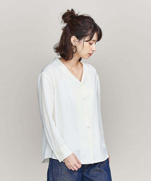 BEAUTY&YOUTH UNITED ARROWS（ビューティーアンドユースユナイテッドアローズ）の「BY パウダータッチサテンスキッパーボタンシャツ о（シャツ/ブラウス・レディース・ブラウン/ベージュ/オフホワイト/オレンジ系その他/その他1・FREE）」の19枚目の写真