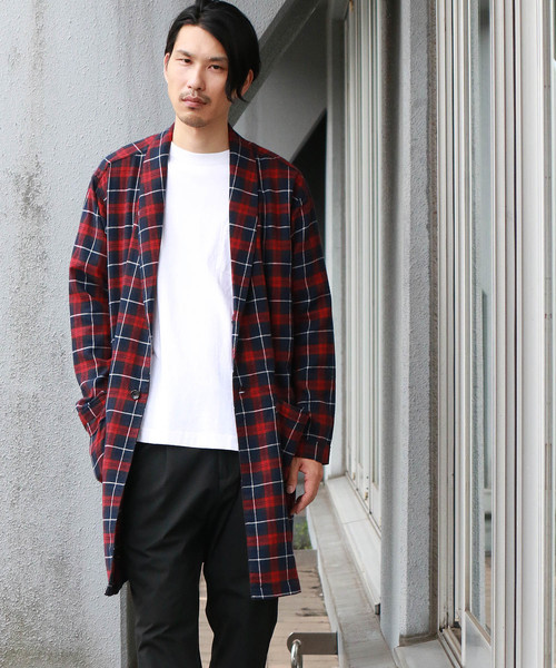 Confirm(コンファーム)の「Confirm / コンファーム ネルショールガウン(シャツ/ブラウス・メンズ・ネイビー/グレー/レッド・M/L)」の1枚目の写真