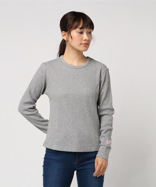 flower(フラワー)の「ヘルスニット1Pワッフルクルー2018AW(Tシャツ/カットソー・レディース・ホワイト/グレー・FREE)」の1枚目の写真