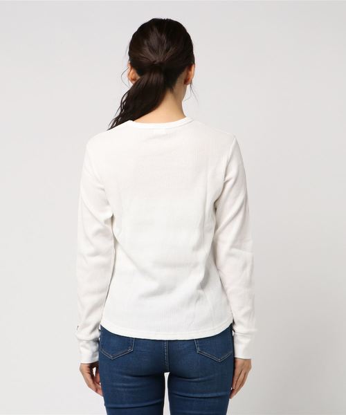 flower(フラワー)の「ヘルスニット1Pワッフルクルー2018AW(Tシャツ/カットソー・レディース・ホワイト/グレー・FREE)」の4枚目の写真