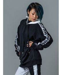 RE730 | 【RE730】テーププリントドルマンパーカー　フードフェイクレイヤード　ビッグサイズ　ユニセックス(パーカー)