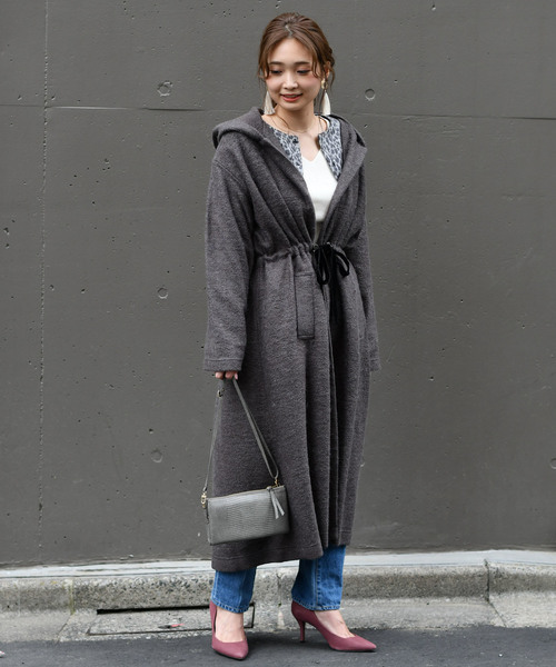 ♡DouDou  ロングコート　ブークレービッグフーディーコート ¥33,000 DouDou（ドゥドゥ）の「ブークレービッグフーディーコート