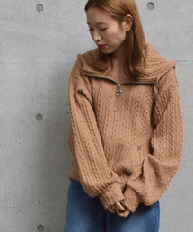 w closet | ケーブル柄ニットソーフーディ(パーカー)
