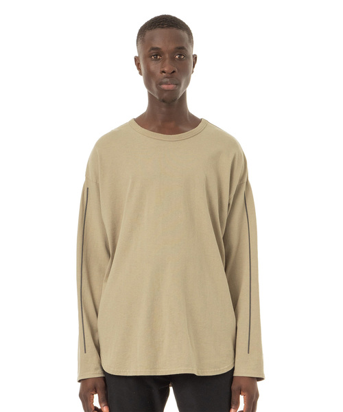 Easy Fit Reflector Line Print L/S Tee / イージーフィットリフレクターラインプリント入り長袖Ｔシャツ - アメリカコットン