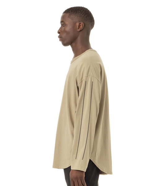 Easy Fit Reflector Line Print L/S Tee / イージーフィットリフレクターラインプリント入り長袖Ｔシャツ - アメリカコットン
