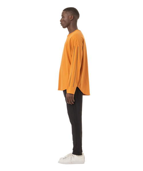 Easy Fit Reflector Line Print L/S Tee / イージーフィットリフレクターラインプリント入り長袖Ｔシャツ - アメリカコットン
