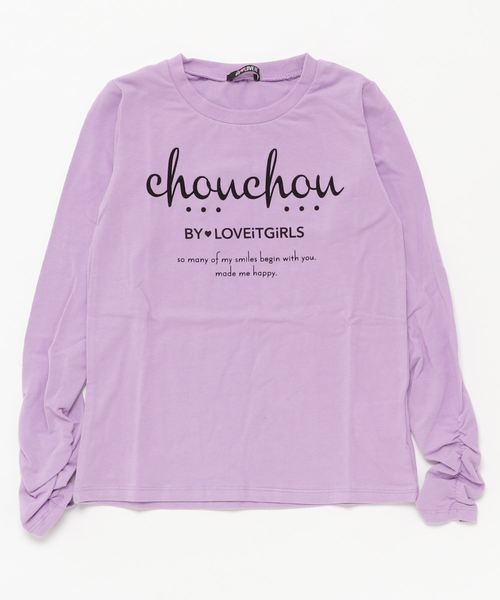 袖シャーリング長袖Tシャツ 袖シャーリング長袖Tシャツ