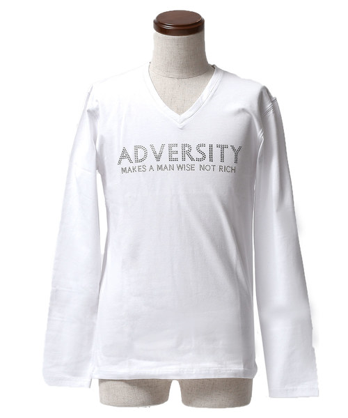 JOKER(ジョーカー)の「長袖Tシャツ/ラインストーン ADVERSITY ssc1586b(Tシャツ/カットソー・メンズ・ホワイト/ブラック・M/L/XL/XXL)」の3枚目の写真