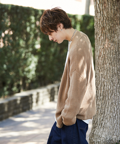 kutir（クティール）の「【ウルトラルーズシルエット】アゼアミカーディガン（カーディガン/ボレロ・メンズ・ネイビー/ベージュ/ブラック・MEDIUM/LARGE）」の4枚目の写真