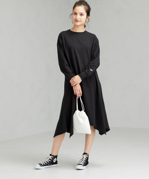 Champion（チャンピオン）の「［別注チャンピオン］SC Champion×GLR ロングスリーブ ワンピース（ワンピース・レディース・ネイビー/グレー/ブラック・M）」の2枚目の写真