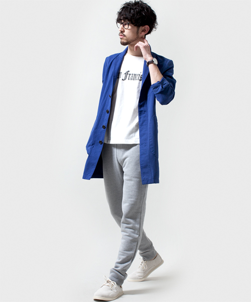 NANO universe（ナノユニバース）の「製品染ヘリンボンショップコート（ステンカラーコート・メンズ・ネイビー/オリーブ/ブルー・MEDIUM/SMALL/LARGE）」の11枚目の写真