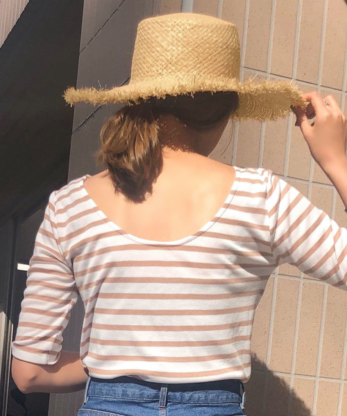 KOBE LETTUCE（コウベレタス）の「フリンジラフィアハット（ハット・レディース・ライトベージュ・FREE）」の2枚目の写真