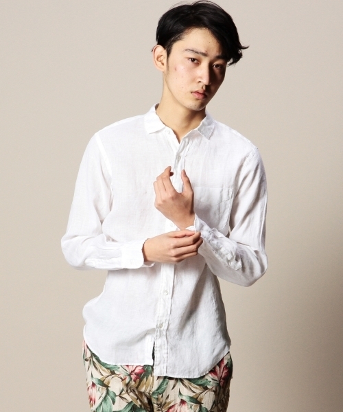 BEAUTY&YOUTH UNITED ARROWS(ビューティーアンドユースユナイテッドアローズ)の「BY リネン シャンブレー ワイドカラー シャツ(Regular)(LN)◆(シャツ/ブラウス・メンズ・ネイビー/ライトブルー/イエロー/ピンク/ホワイト/ブラック・X-SMALL/SMALL/X-LARGE/LARGE/MEDIUM)」の2枚目の写真