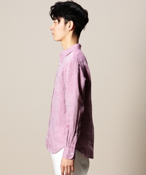 BEAUTY&YOUTH UNITED ARROWS(ビューティーアンドユースユナイテッドアローズ)の「BY リネン シャンブレー ワイドカラー シャツ(Regular)(LN)◆(シャツ/ブラウス・メンズ・ネイビー/ライトブルー/イエロー/ピンク/ホワイト/ブラック・X-SMALL/SMALL/X-LARGE/LARGE/MEDIUM)」の8枚目の写真