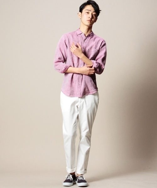 BEAUTY&YOUTH UNITED ARROWS(ビューティーアンドユースユナイテッドアローズ)の「BY リネン シャンブレー ワイドカラー シャツ(Regular)(LN)◆(シャツ/ブラウス・メンズ・ネイビー/ライトブルー/イエロー/ピンク/ホワイト/ブラック・X-SMALL/SMALL/X-LARGE/LARGE/MEDIUM)」の12枚目の写真