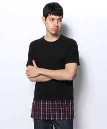 WEGO | WEGO/チェックシャツレイヤーTシャツ(Tシャツ/カットソー)