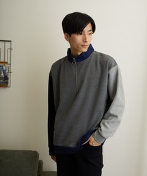 【Bl】【ISLAND PEAK】パイル裏起毛ハーフZIPハイネック