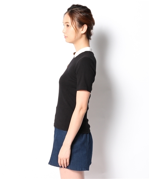 WEGO(ウィゴー)の「WEGO/襟付き5分袖Tシャツ(Tシャツ/カットソー・レディース・オフホワイト/ブラック/ネイビー/ワイン・FREE)」の10枚目の写真