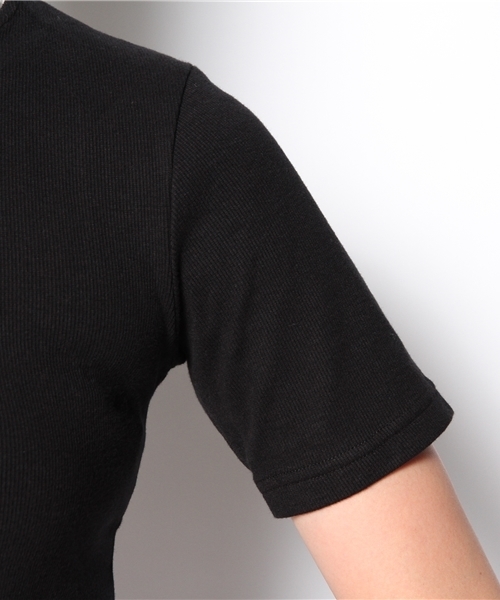 WEGO(ウィゴー)の「WEGO/襟付き5分袖Tシャツ(Tシャツ/カットソー・レディース・オフホワイト/ブラック/ネイビー/ワイン・FREE)」の13枚目の写真