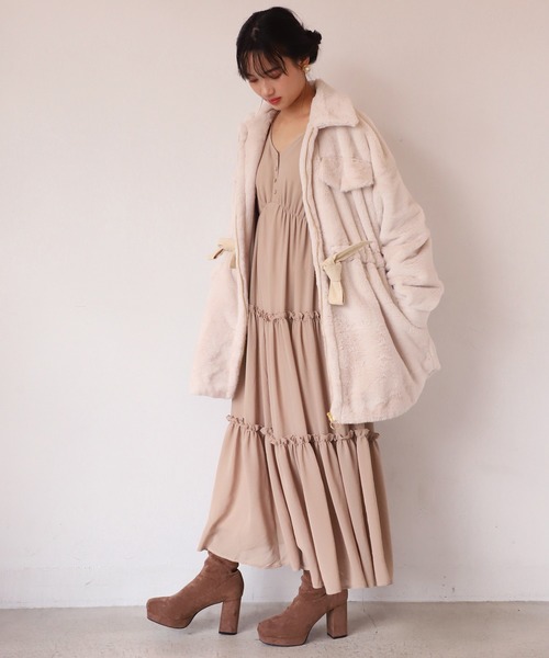 one after another NICE CLAUP（ワンアフターアナザーナイスクラップ）の「レディフリルロングワンピース（ワンピース・レディース・ベージュ/ブラウン/アイボリー・FREE）」の8枚目の写真