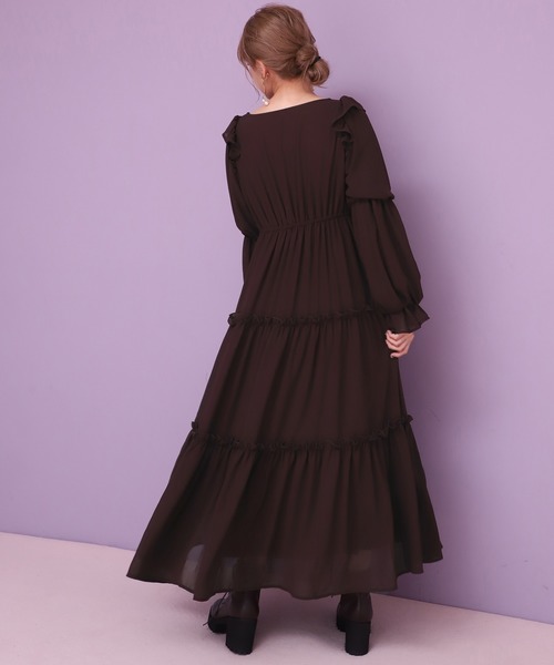 one after another NICE CLAUP（ワンアフターアナザーナイスクラップ）の「レディフリルロングワンピース（ワンピース・レディース・ベージュ/ブラウン/アイボリー・FREE）」の12枚目の写真