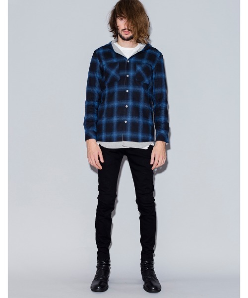 NO ID.（ノーアイディ）の「ms4160-レイヤードフーデッドチェックルーズＳＨ シャツ（シャツ/ブラウス・メンズ・ホワイト/レッド/ブルー・1/2）」の18枚目の写真