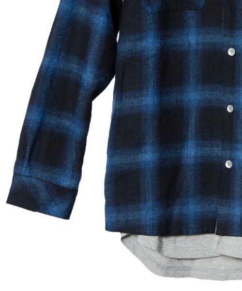 NO ID.（ノーアイディ）の「ms4160-レイヤードフーデッドチェックルーズＳＨ シャツ（シャツ/ブラウス・メンズ・ホワイト/レッド/ブルー・1/2）」の11枚目の写真