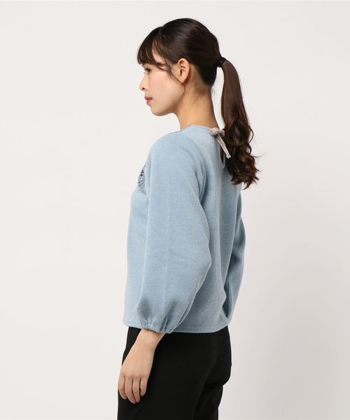 flower(フラワー)の「ウィンターフラワートップ(Tシャツ/カットソー・レディース・ブルー/アイボリー・FREE)」の4枚目の写真