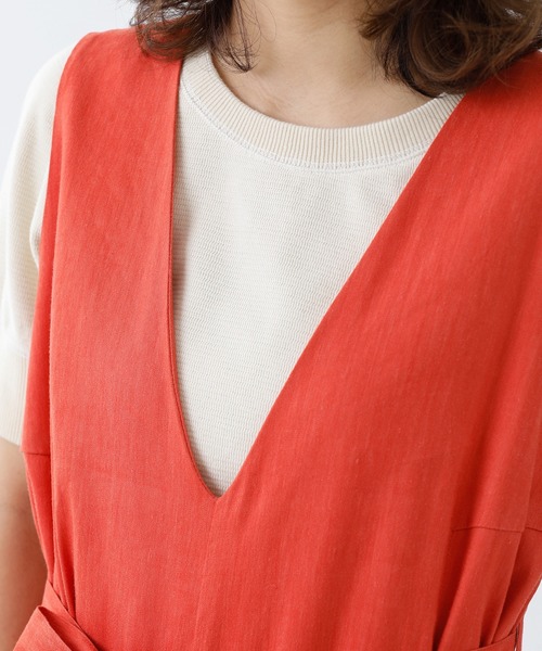 MILKFED.（ミルクフェド）の「V NECK ALL IN ONE（つなぎ/オールインワン・レディース・オレンジ/ブラック/ベージュ・ONE SIZE）」の4枚目の写真