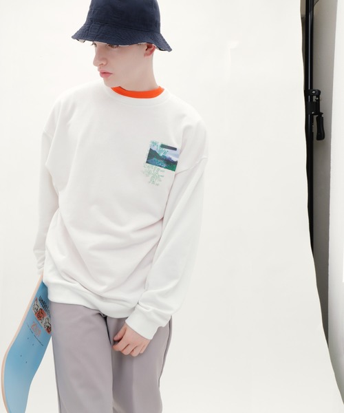 Mark Gonzales(マーク・ゴンザレス)の「Mark Gonzales/マークゴンザレス EMMA CLOTHES別注 背面プリント ビッグシルエット プルオーバースウェット(スウェット・メンズ・ホワイト系その他/ブラック系その他/ベージュ系その他/ブルー系その他/ホワイト系その他2/ブラック系その他2/ベージュ系その他2/ブルー系その他2・FREE)」の15枚目の写真
