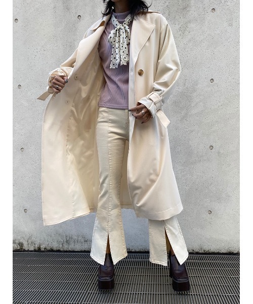 one way（ワンウェイ）の「バックプリーツトレンチ（トレンチコート・レディース・ホワイト/ベージュ/ライトピンク・M）」の7枚目の写真