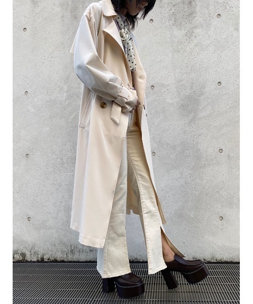 one way（ワンウェイ）の「バックプリーツトレンチ（トレンチコート・レディース・ホワイト/ベージュ/ライトピンク・M）」の10枚目の写真