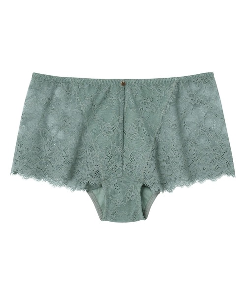 AMPHI（アンフィ）の「AMPHI/シンプル総レース　ボーイレングスショーツ（ショーツ・レディース・チャコールグレー/ブルー/アイボリー/テラコッタ/モスグリーン/コーラルピンク/オレンジ/バーガンディー/ネイビー/ライトインディゴブルー/マスタード/ホワイト/ダークグリーン/キャメル/ライトピンク/クリアグリーン/ライトパープル/ライトグレー/オリーブ/サックスブルー/ブラック/ベージュ/ミント/ホワイト×パープル・LARGE/MEDIUM）」の10枚目の写真