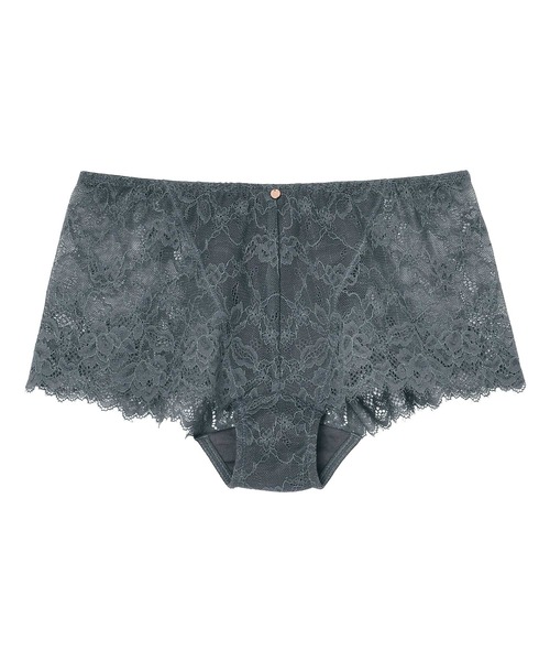 AMPHI（アンフィ）の「AMPHI/シンプル総レース　ボーイレングスショーツ（ショーツ・レディース・チャコールグレー/ブルー/アイボリー/テラコッタ/モスグリーン/コーラルピンク/オレンジ/バーガンディー/ネイビー/ライトインディゴブルー/マスタード/ホワイト/ダークグリーン/キャメル/ライトピンク/クリアグリーン/ライトパープル/ライトグレー/オリーブ/サックスブルー/ブラック/ベージュ/ミント/ホワイト×パープル・LARGE/MEDIUM）」の5枚目の写真