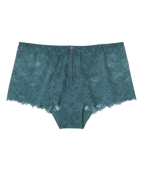 AMPHI（アンフィ）の「AMPHI/シンプル総レース　ボーイレングスショーツ（ショーツ・レディース・チャコールグレー/ブルー/アイボリー/テラコッタ/モスグリーン/コーラルピンク/オレンジ/バーガンディー/ネイビー/ライトインディゴブルー/マスタード/ホワイト/ダークグリーン/キャメル/ライトピンク/クリアグリーン/ライトパープル/ライトグレー/オリーブ/サックスブルー/ブラック/ベージュ/ミント/ホワイト×パープル・LARGE/MEDIUM）」の9枚目の写真