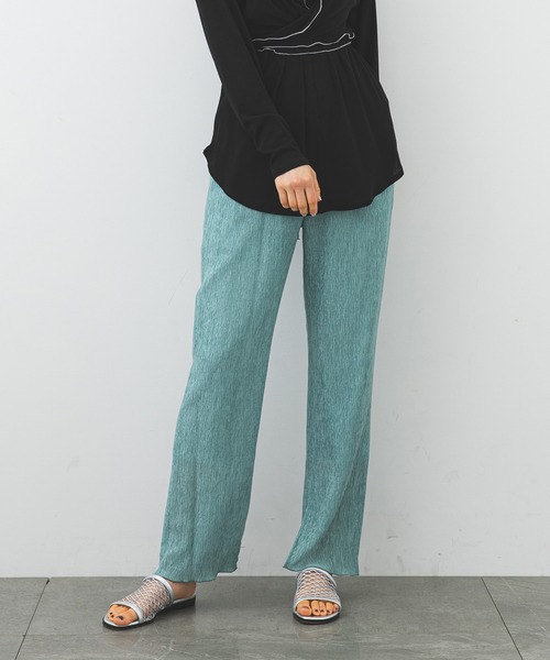 STUDIOUS(ステュディオス)の「【STUDIOUS】シアークリンプストレートパンツ(その他パンツ・レディース・ネイビー/グレー/グリーン・2/1)」の3枚目の写真