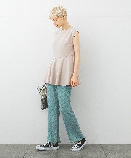 STUDIOUS(ステュディオス)の「【STUDIOUS】シアークリンプストレートパンツ(その他パンツ・レディース・ネイビー/グレー/グリーン・2/1)」の5枚目の写真