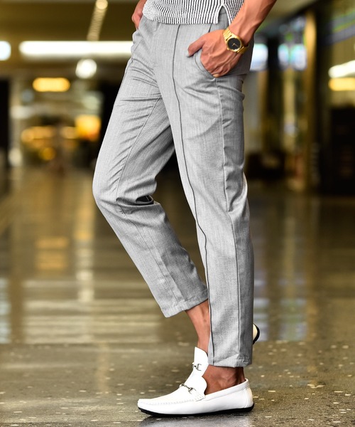 JOKER(ジョーカー)の「かすれ織りセンタープレスラックス イージーパンツ フォーマル 【セットアップ対象アイテムあり】(スラックス・メンズ・グレー/ベージュ/チャコール・XL/L/M)」の4枚目の写真