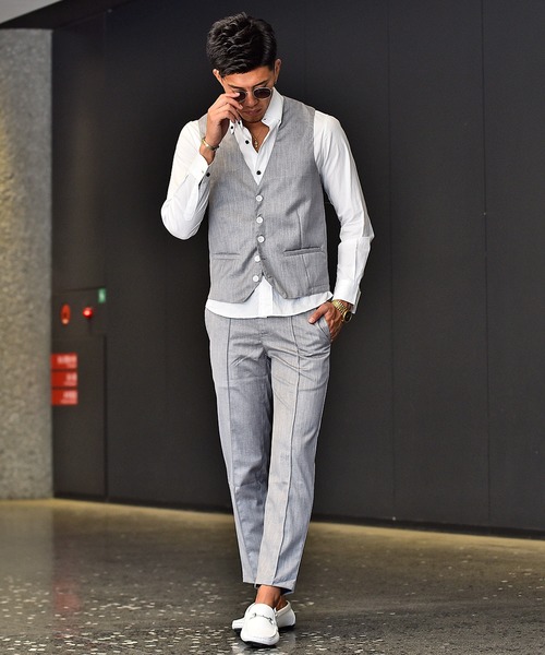 JOKER(ジョーカー)の「かすれ織りセンタープレスラックス イージーパンツ フォーマル 【セットアップ対象アイテムあり】(スラックス・メンズ・グレー/ベージュ/チャコール・XL/L/M)」の7枚目の写真