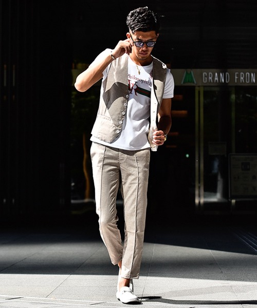 JOKER(ジョーカー)の「かすれ織りセンタープレスラックス イージーパンツ フォーマル 【セットアップ対象アイテムあり】(スラックス・メンズ・グレー/ベージュ/チャコール・XL/L/M)」の8枚目の写真