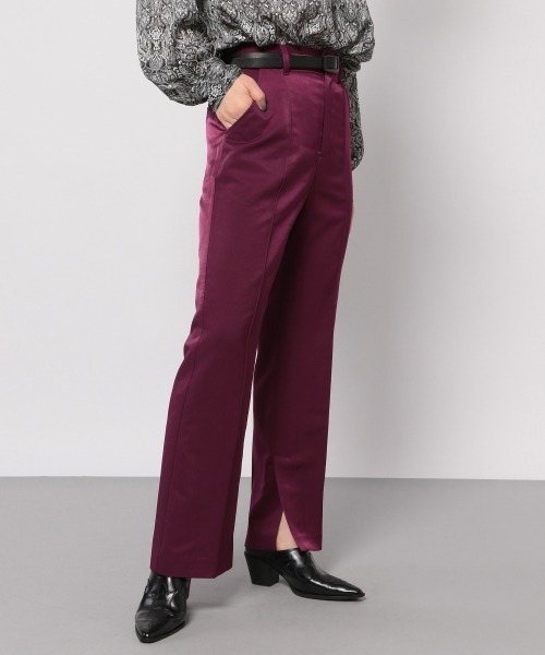 PAGEBOY（ページボーイ）の「サイドスリットフレアパンツ（その他パンツ・レディース・グレイッシュベージュ/レッド系その他5/ブラック・SMALL/MEDIUM）」の3枚目の写真