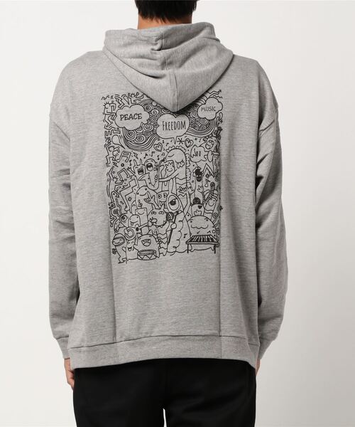 STYLEBLOCK(スタイルブロック)の「裏毛イラストグラフィックプリントビッグパーカー(パーカー・メンズ・ベージュ系その他/ベージュ系その他2/ブラック/ブラック系その他/ベージュ/グレー/パープル/ブラック系その他2/ホワイト・M/L/LL)」の18枚目の写真