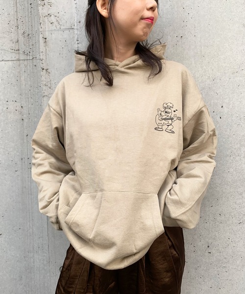 STYLEBLOCK(スタイルブロック)の「裏毛イラストグラフィックプリントビッグパーカー(パーカー・メンズ・ベージュ系その他/ベージュ系その他2/ブラック/ブラック系その他/ベージュ/グレー/パープル/ブラック系その他2/ホワイト・M/L/LL)」の7枚目の写真