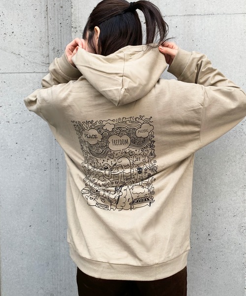 STYLEBLOCK(スタイルブロック)の「裏毛イラストグラフィックプリントビッグパーカー(パーカー・メンズ・ベージュ系その他/ベージュ系その他2/ブラック/ブラック系その他/ベージュ/グレー/パープル/ブラック系その他2/ホワイト・M/L/LL)」の20枚目の写真