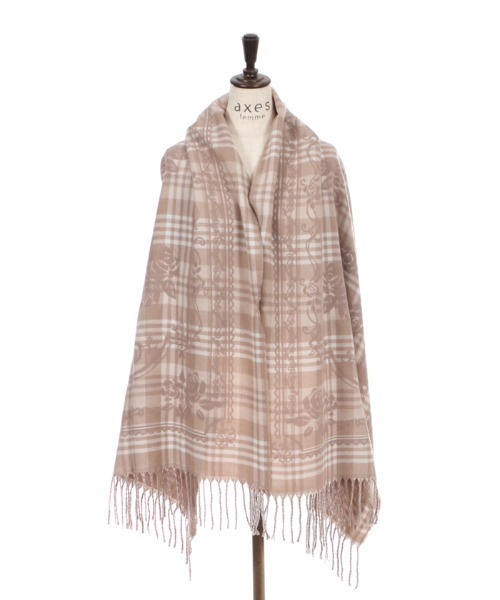 axes femme（アクシーズファム）の「チェック×バラＪＱストール（マフラー・レディース・ワイン/ベージュ/ネイビー・MEDIUM）」の16枚目の写真