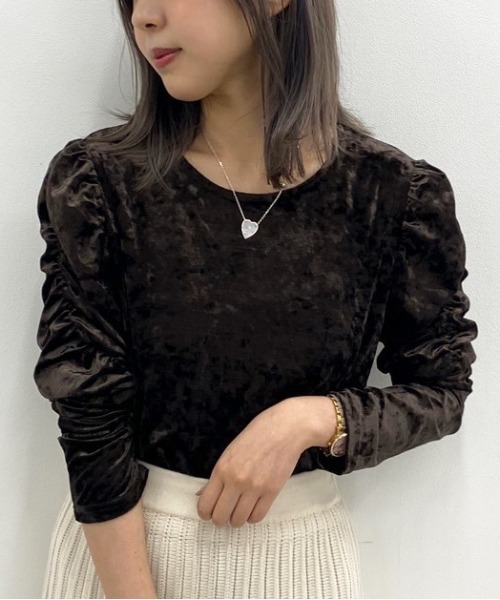 apres jour mignon(アプレジュールミニョン)の「ベロア袖コンシャストップス【ZOZOTOWN限定アイテム】(Tシャツ/カットソー・レディース・ブラック/ダークブラウン/パープル・X-LARGE/フリー)」の10枚目の写真