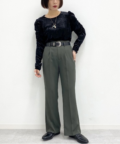 apres jour mignon(アプレジュールミニョン)の「ベロア袖コンシャストップス【ZOZOTOWN限定アイテム】(Tシャツ/カットソー・レディース・ブラック/ダークブラウン/パープル・X-LARGE/フリー)」の9枚目の写真