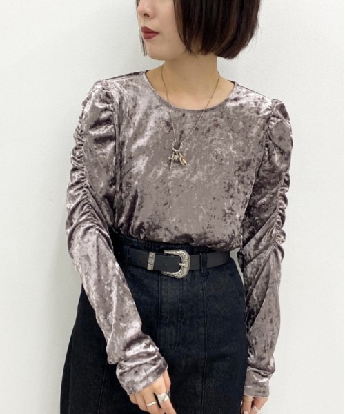 apres jour mignon(アプレジュールミニョン)の「ベロア袖コンシャストップス【ZOZOTOWN限定アイテム】(Tシャツ/カットソー・レディース・ブラック/ダークブラウン/パープル・X-LARGE/フリー)」の17枚目の写真