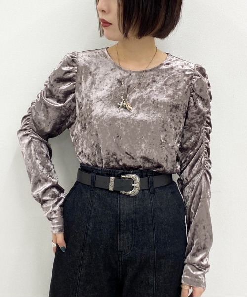 apres jour mignon(アプレジュールミニョン)の「ベロア袖コンシャストップス【ZOZOTOWN限定アイテム】(Tシャツ/カットソー・レディース・ブラック/ダークブラウン/パープル・X-LARGE/フリー)」の19枚目の写真