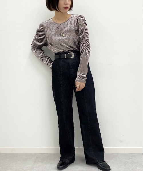 apres jour mignon(アプレジュールミニョン)の「ベロア袖コンシャストップス【ZOZOTOWN限定アイテム】(Tシャツ/カットソー・レディース・ブラック/ダークブラウン/パープル・X-LARGE/フリー)」の21枚目の写真